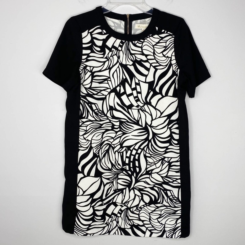 Mj Designer Paris Black & White Contrast Shift Dress Size Small